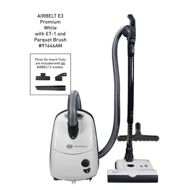 SEBO Airbelt E3 Premium Canister Vacuum - White