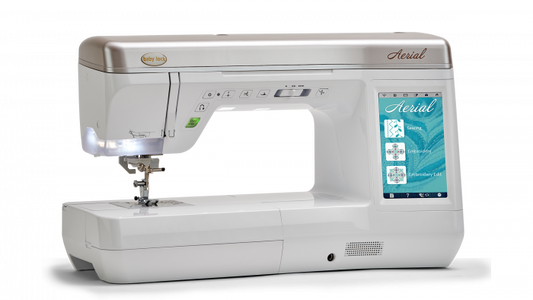 Baby Lock Aerial embroidery machine with digital display on a white background