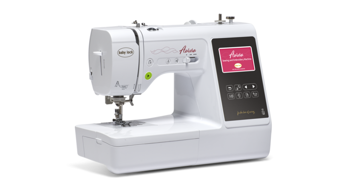 Baby Lock Aurora embroidery machine with digital display on a white background