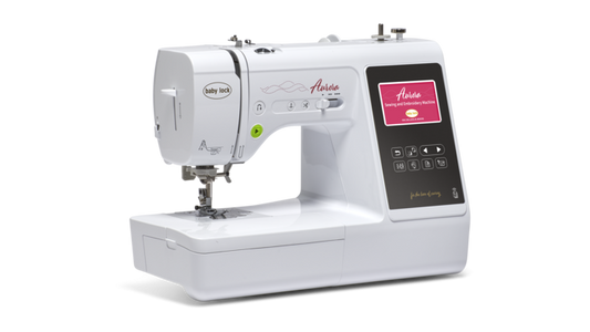 Baby Lock Aurora embroidery machine with digital display on a white background