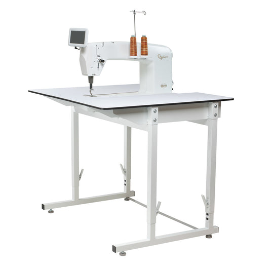 Baby Lock Regalia ST 20 inch stationary longarm quilting machine mounted in the white Standard Table