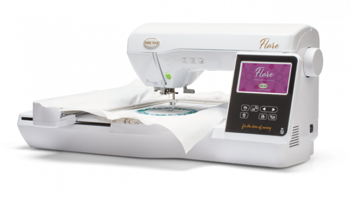 Baby Lock Flare embroidery machine on a white background