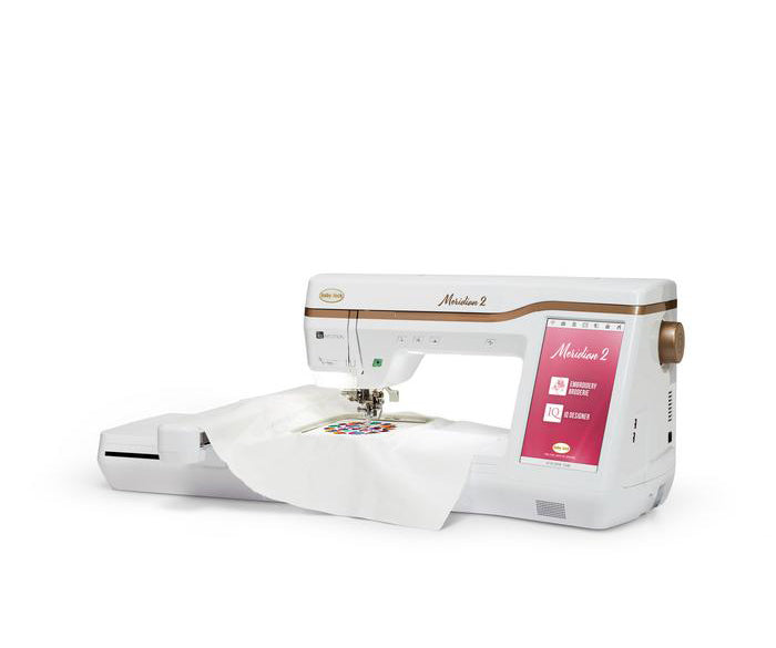 Baby Lock Meridian sewing machine with a digital display on a white background